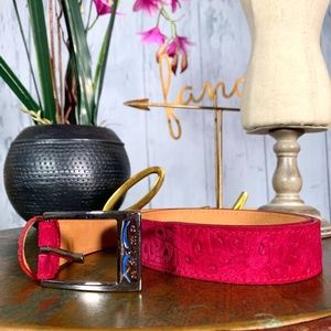 ANIMO Italian Pink Leather Embossed Belt NWOT